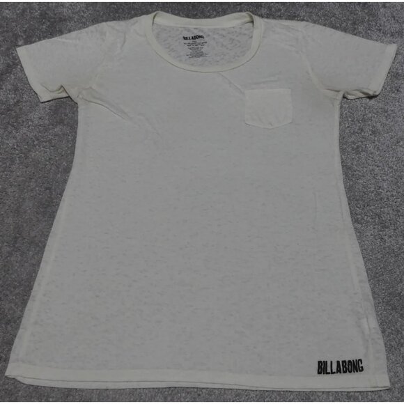 Billabong T Shirt Women's Large Light Yellow Short Sleeve Scoop Neck Pullover - Picture 1 of 11